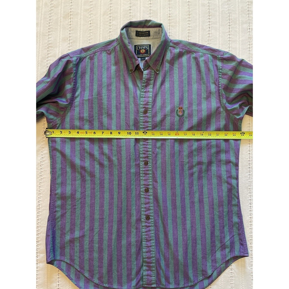 VTG Chaps Ralph Lauren Green/Purple Striped Button Down. XL. Crown Logo. 90's. - Picture 8 of 10